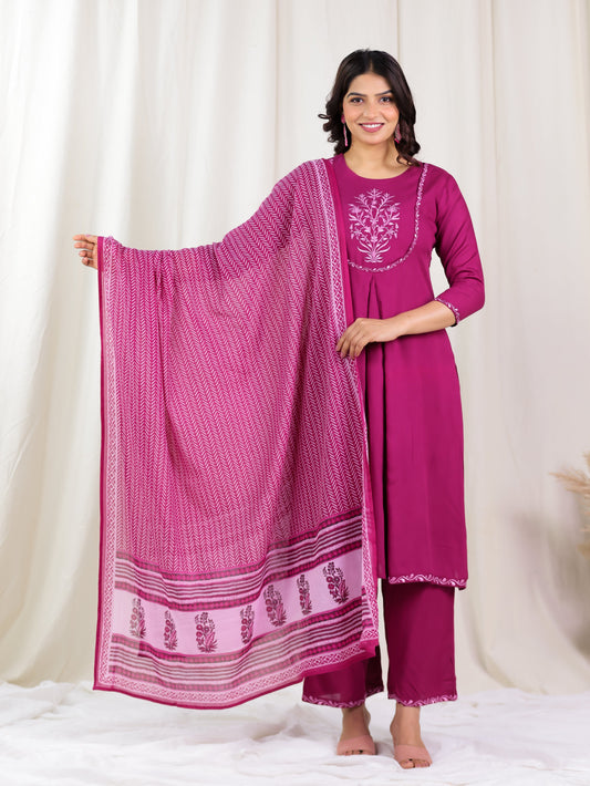 Cotton Voile Striped Maroon Dupatta