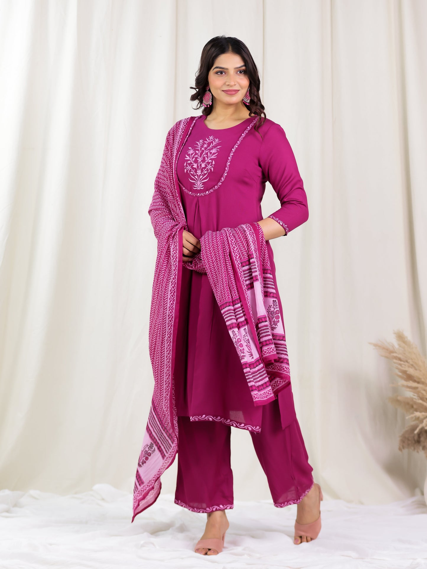 Cotton Voile Striped Maroon Dupatta