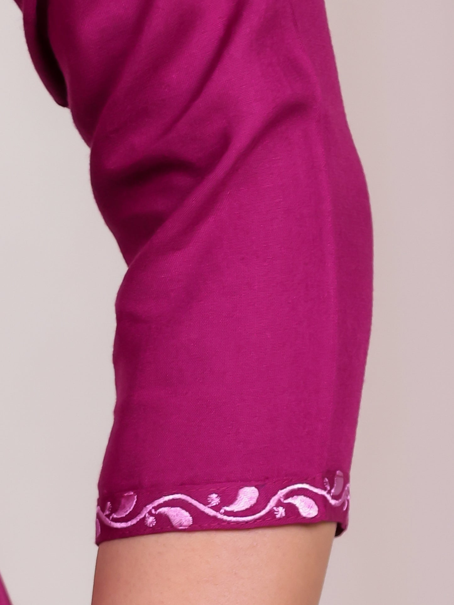 Embroidered Viscose Solid A-line Maroon Kurta