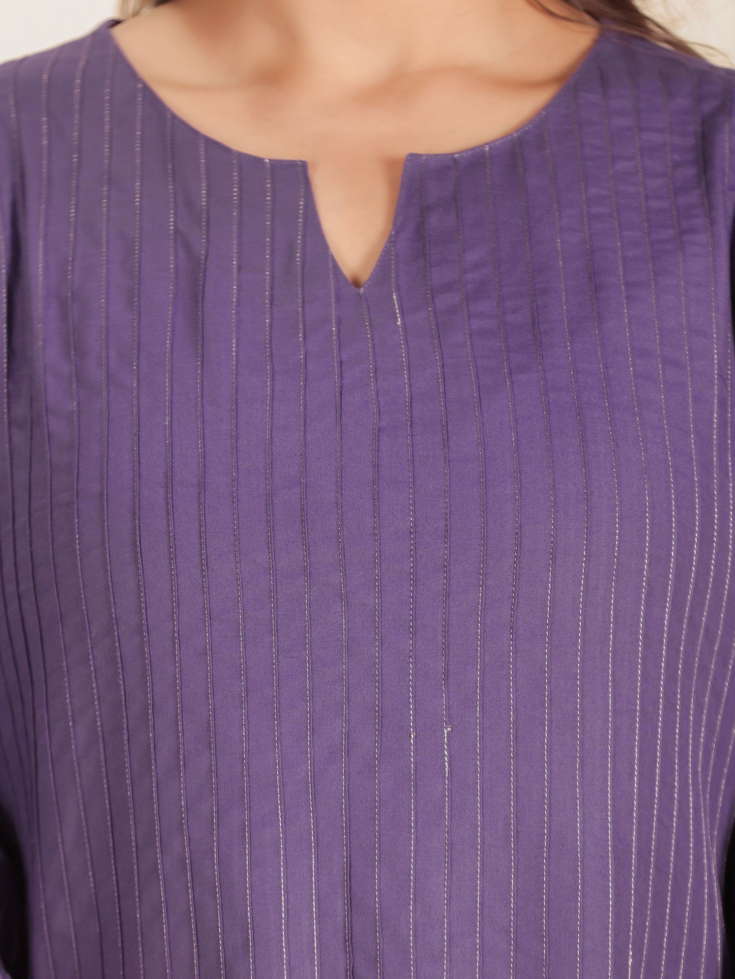 Viscose Solid Straight Purple Kurta