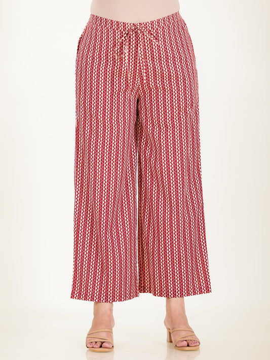 Soft Cotton Striped Maroon Palazzo