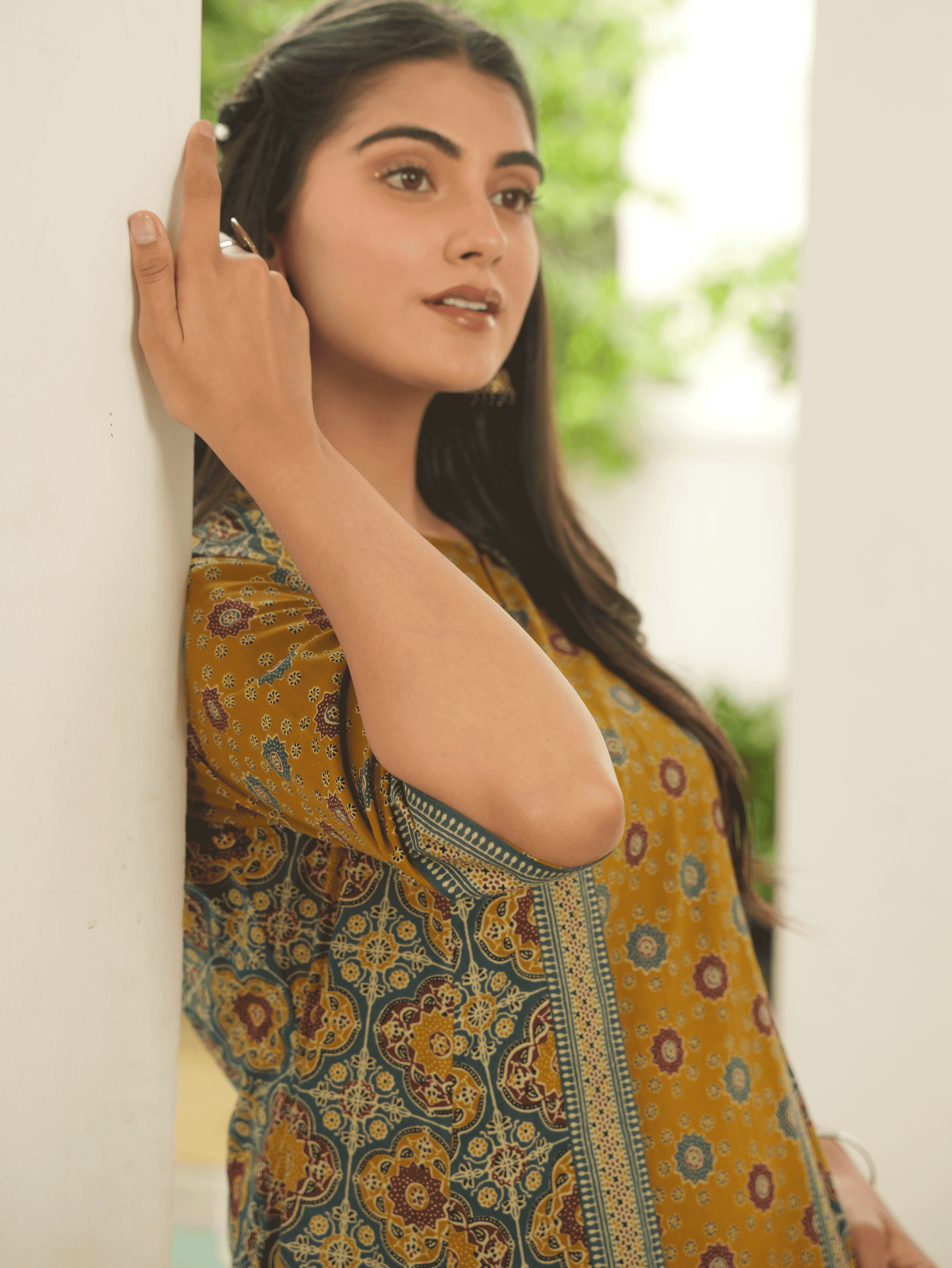 Soft Cotton Geometric Teal Shrug