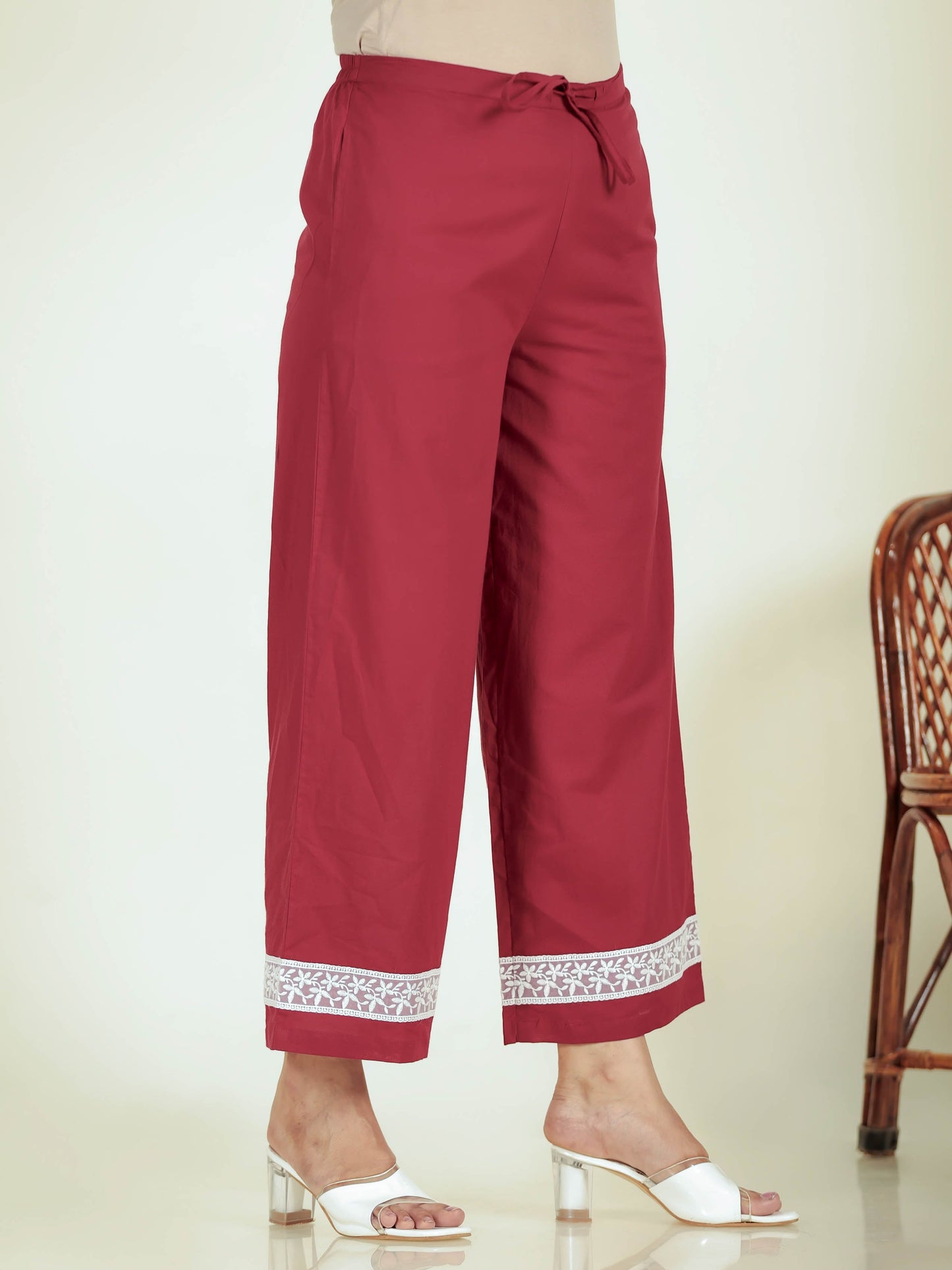 Soft Cotton Solid Maroon Palazzo