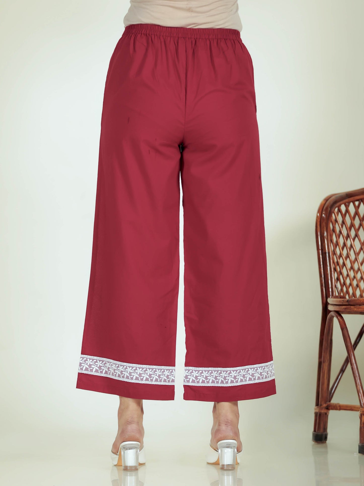 Embroidered Soft Cotton Floral A-line Maroon Kurta