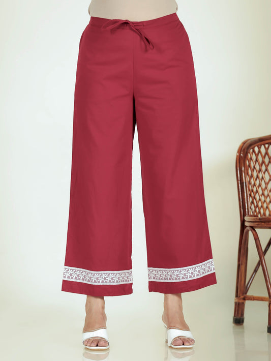 Soft Cotton Solid Maroon Palazzo