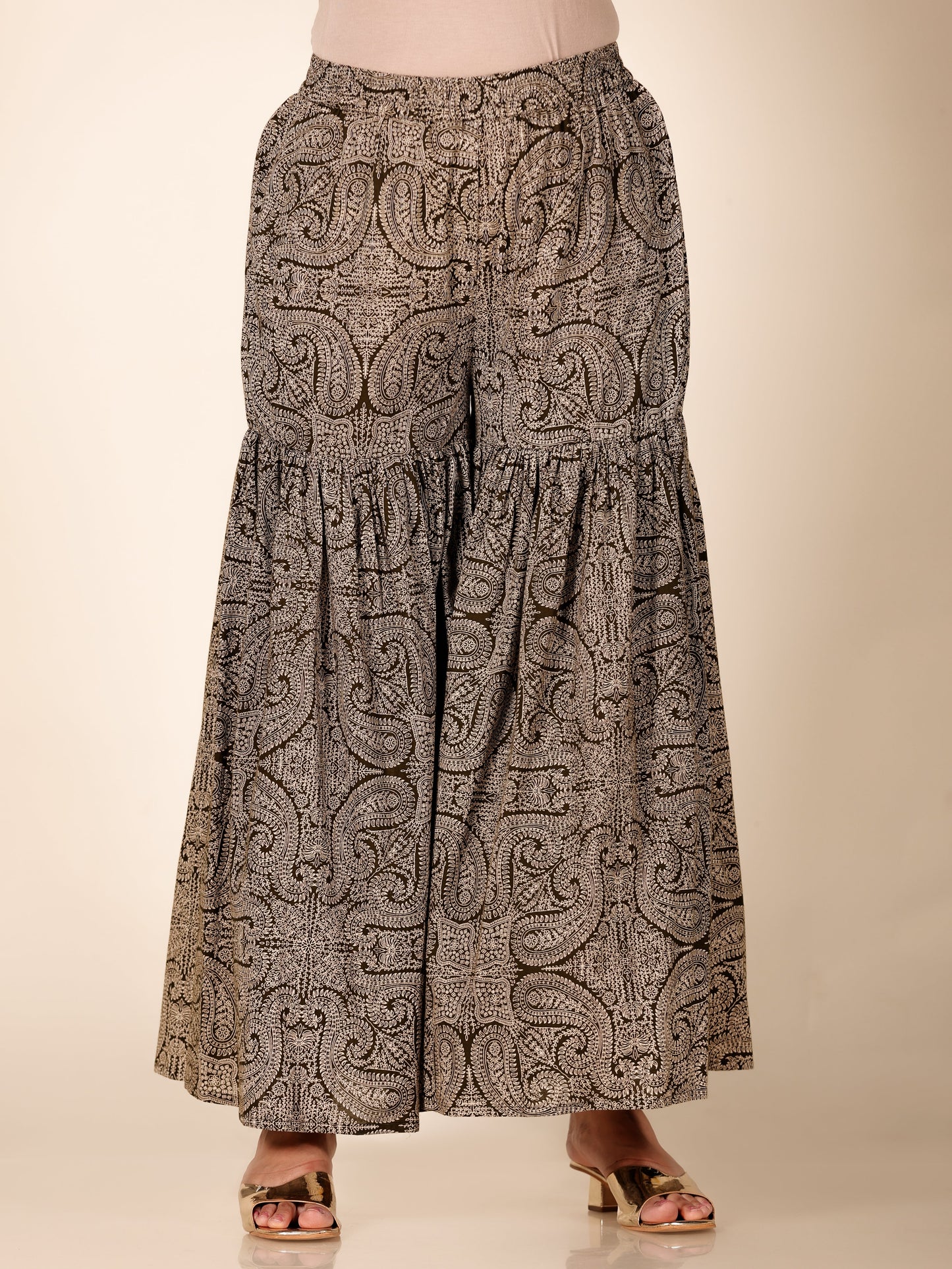 Soft Cotton Paisley Green Sharara