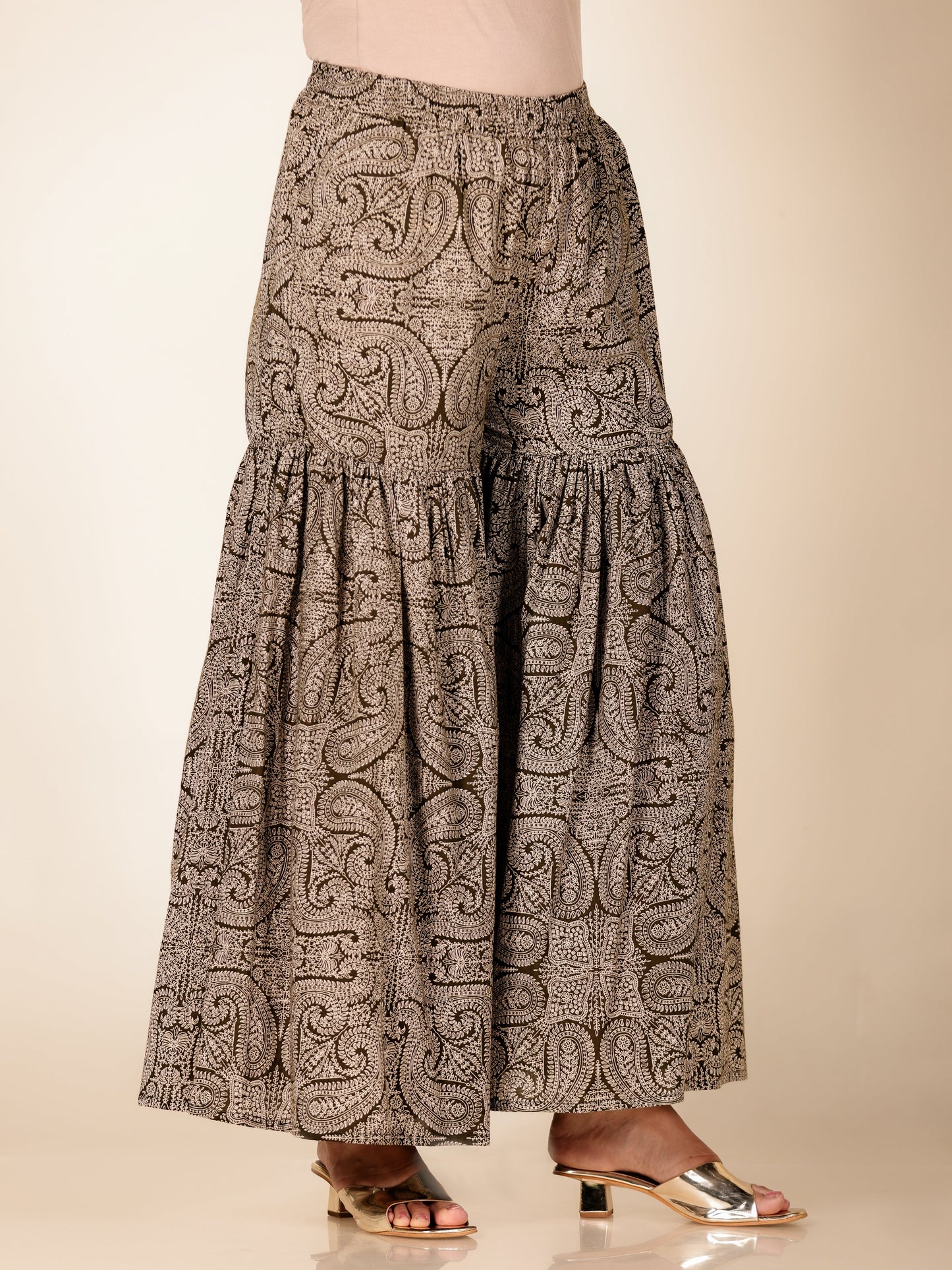 Soft Cotton Paisley Green Sharara
