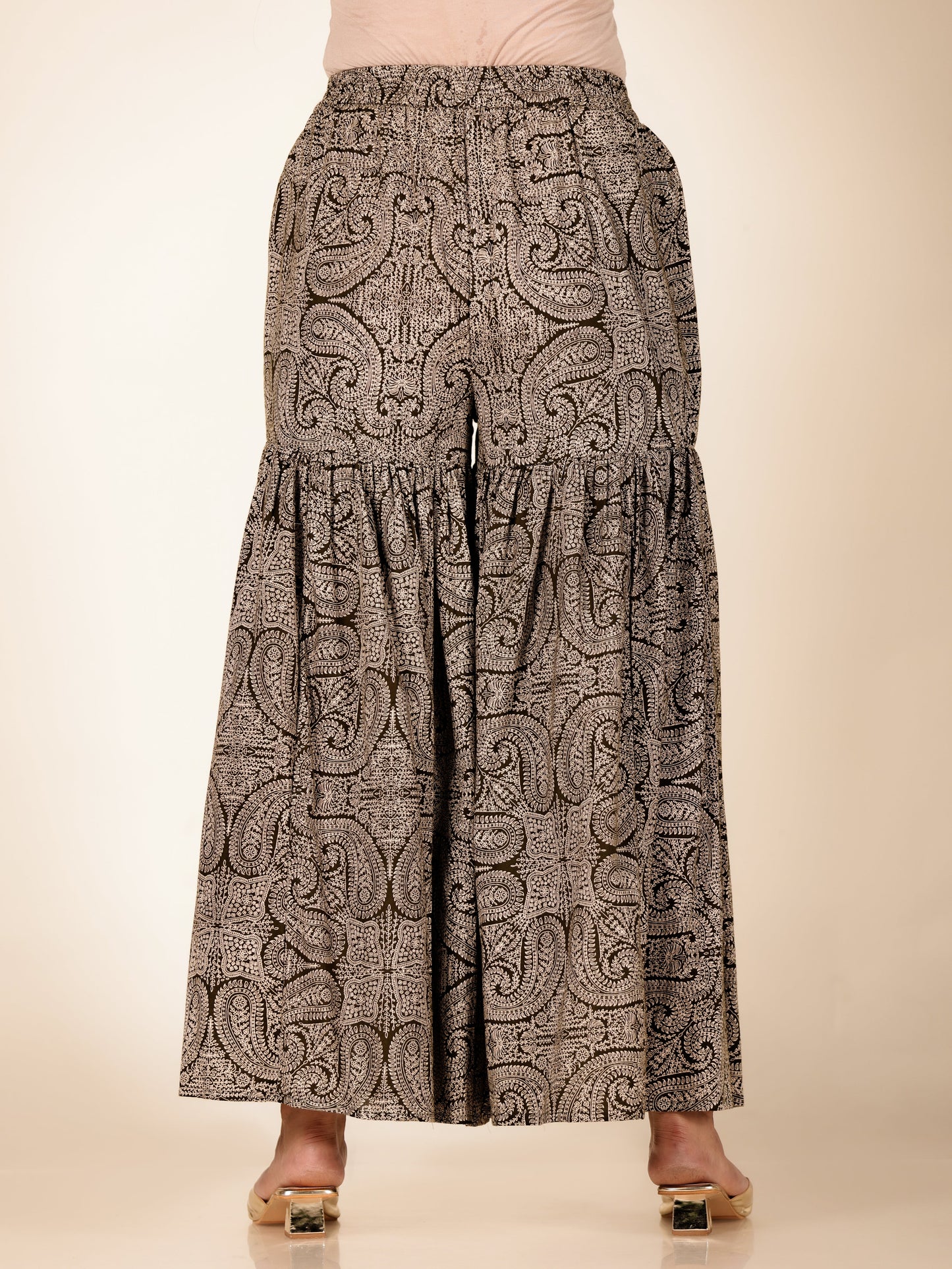 Soft Cotton Paisley Green Sharara