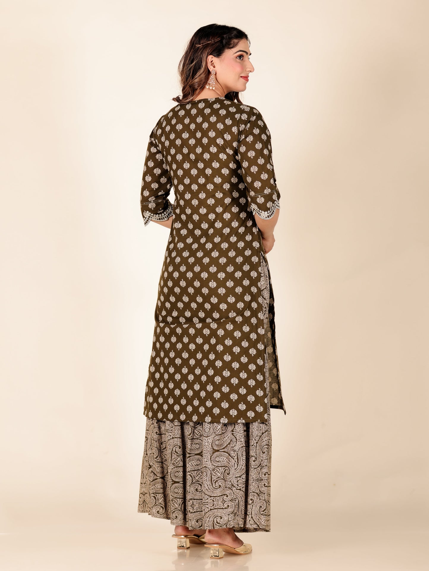 Embroidered Soft Cotton Floral Straight Green Kurta