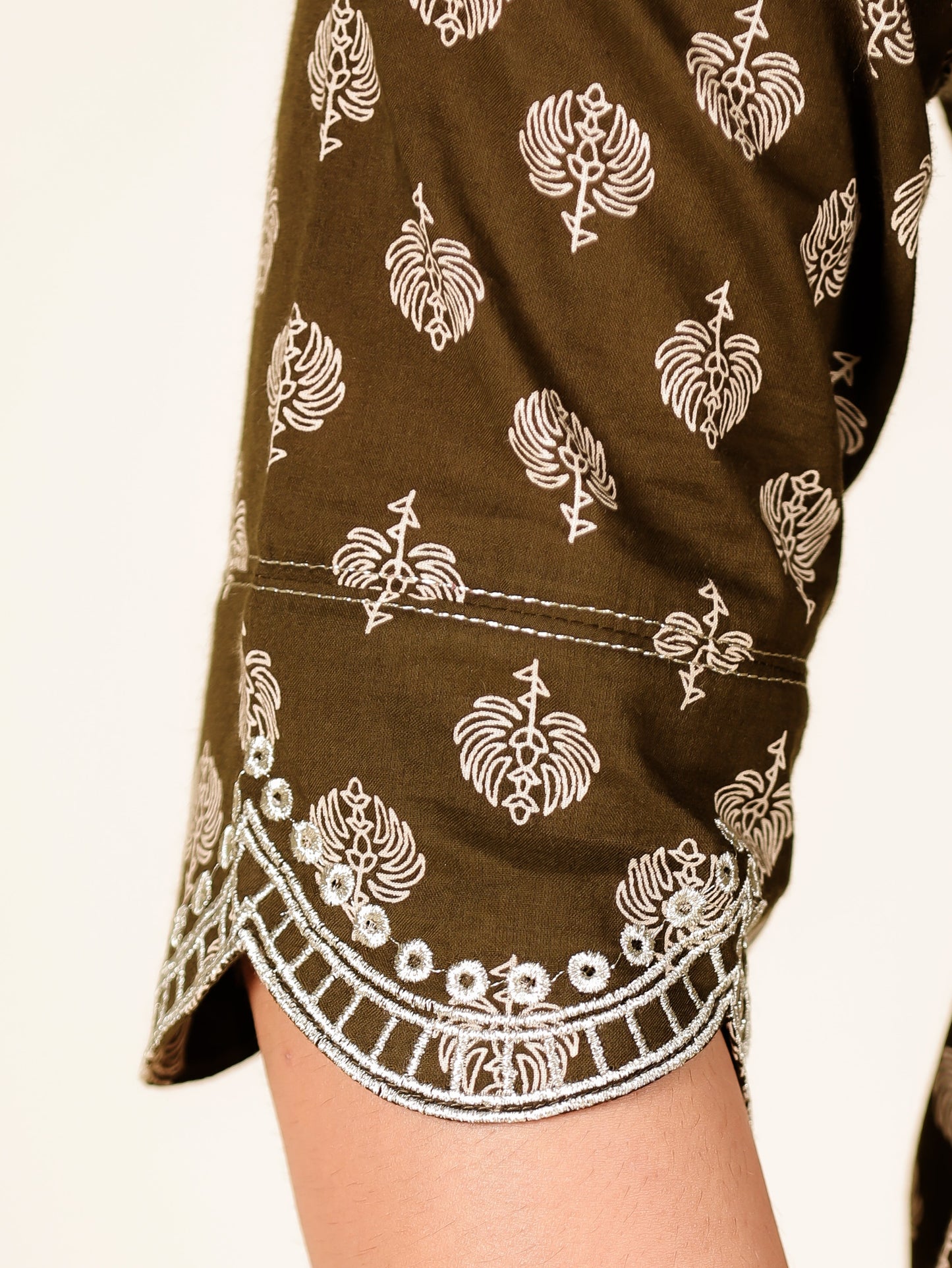 Embroidered Soft Cotton Floral Straight Green Kurta