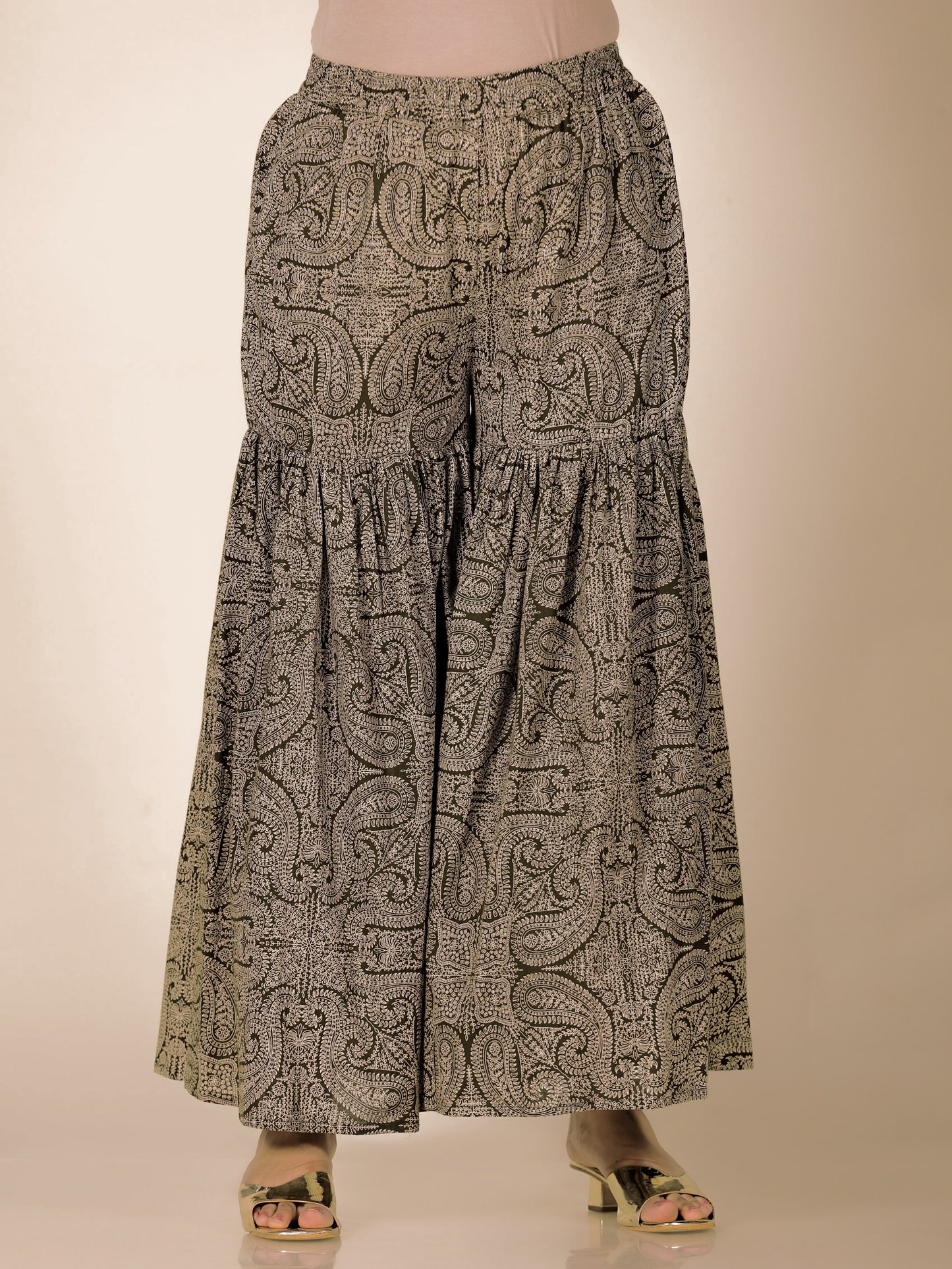 Soft Cotton Paisley Green Trousers