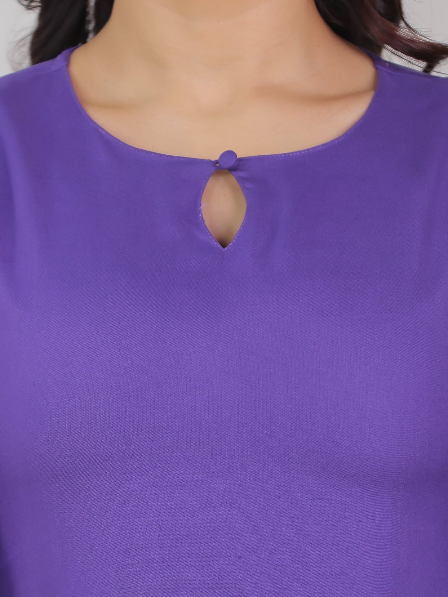 Embroidered Viscose Solid Straight Purple Kurta