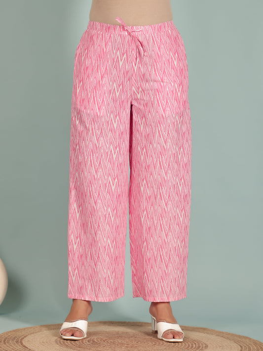 Soft Cotton Chevron Pink Palazzo