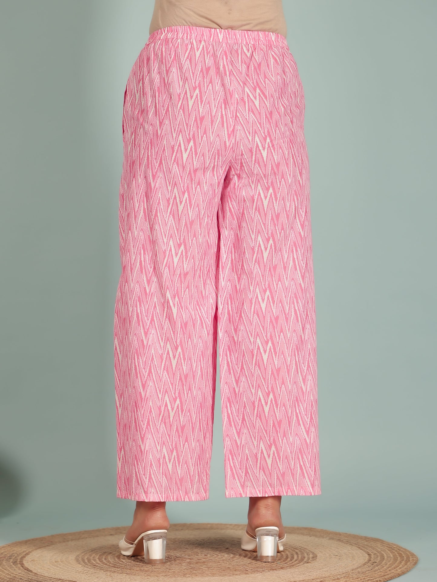 Soft Cotton Chevron Pink Palazzo