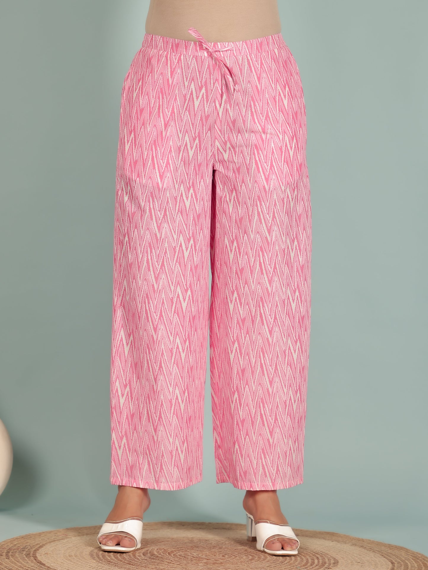 Soft Cotton Floral A-Line Pink Kurta