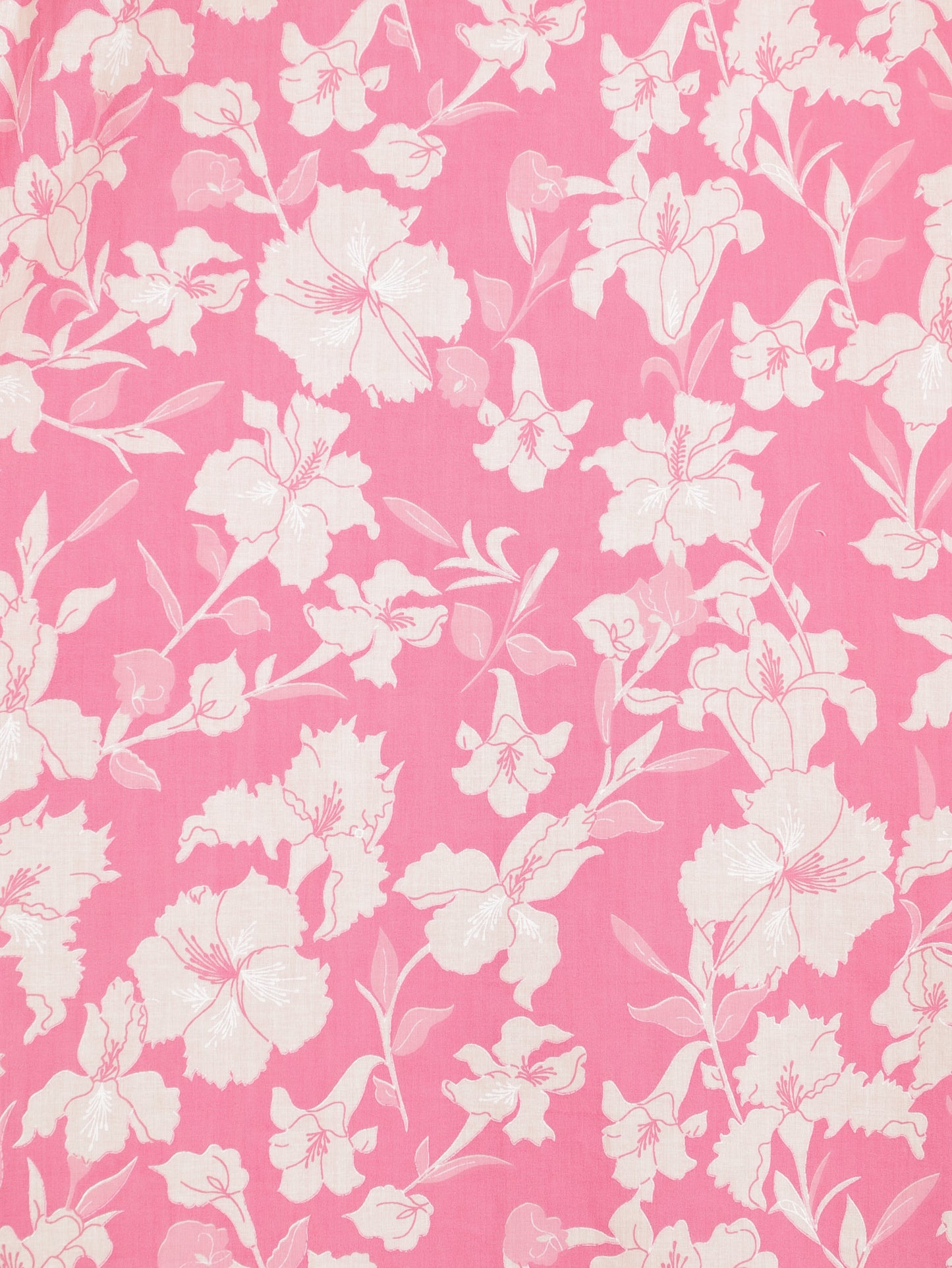 Soft Cotton Floral A-Line Pink Kurta