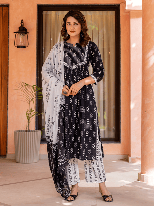 Voile Cotton Ikat White Dupatta