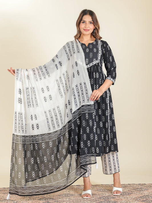 Voile Cotton Ikat White Dupatta