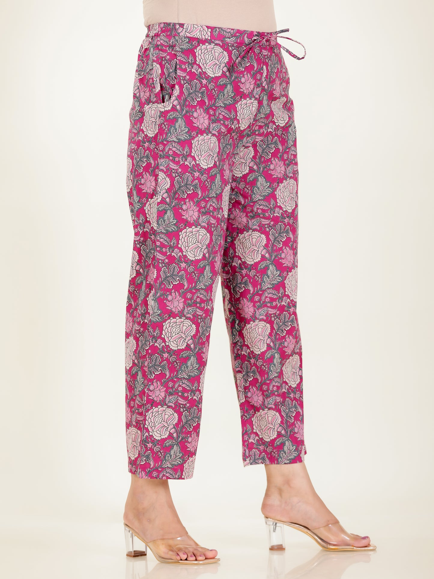 Soft Cotton Floral A-line Pink Kurta