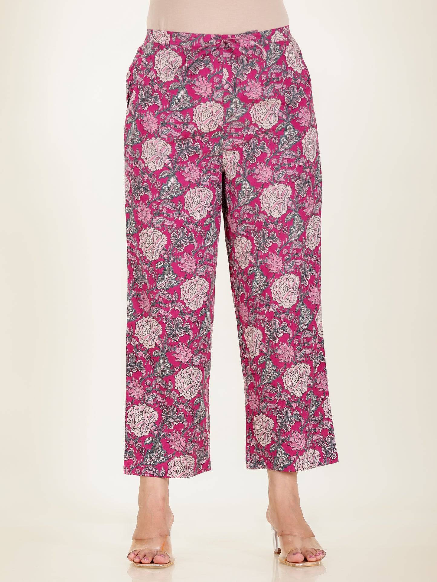 Soft Cotton Floral A-line Pink Kurta