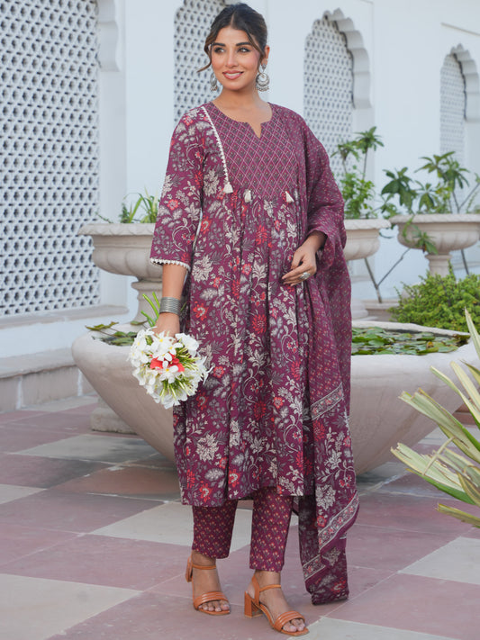 Cotton Voile Block Print Brown Dupatta