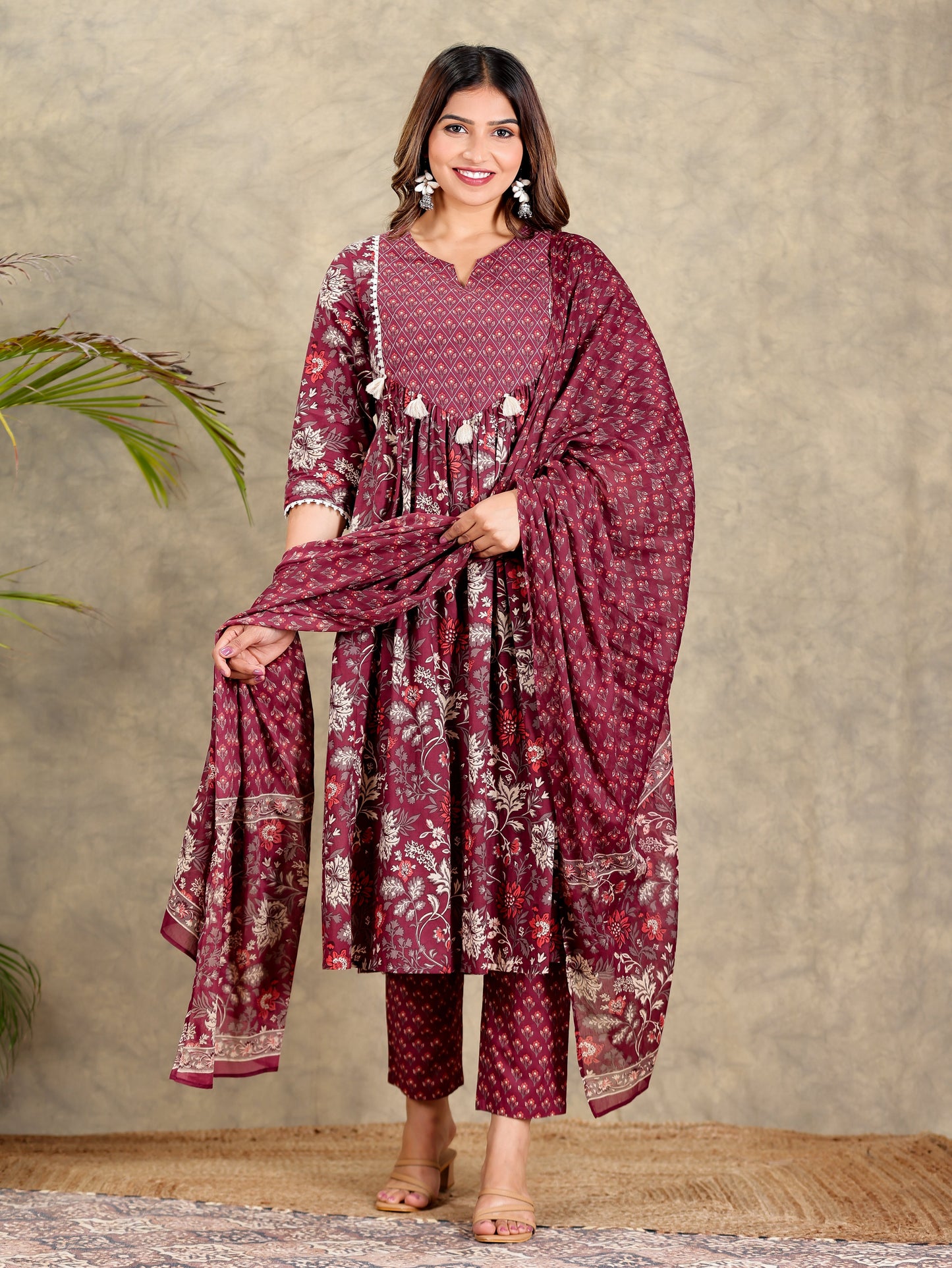 Cotton Voile Block Print Brown Dupatta