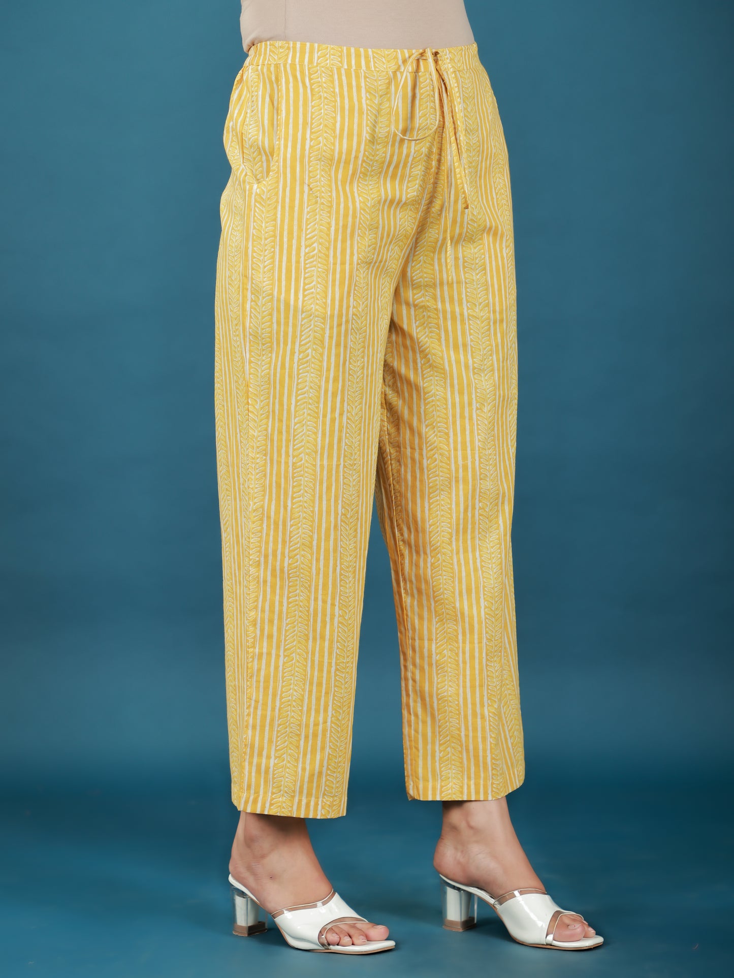 Soft Cotton Foliage Straight Yellow Kurta