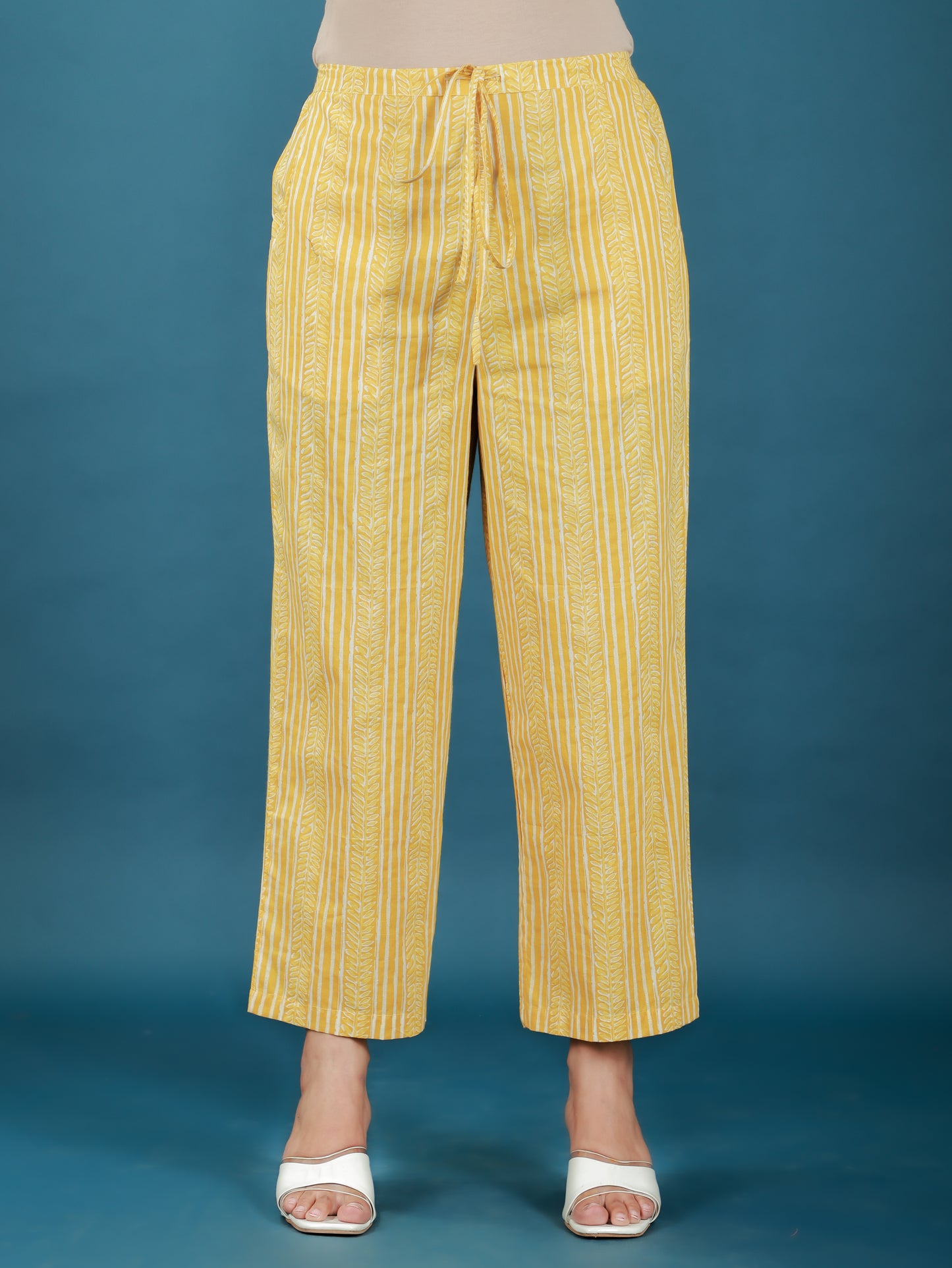 Soft Cotton Foliage Straight Yellow Kurta