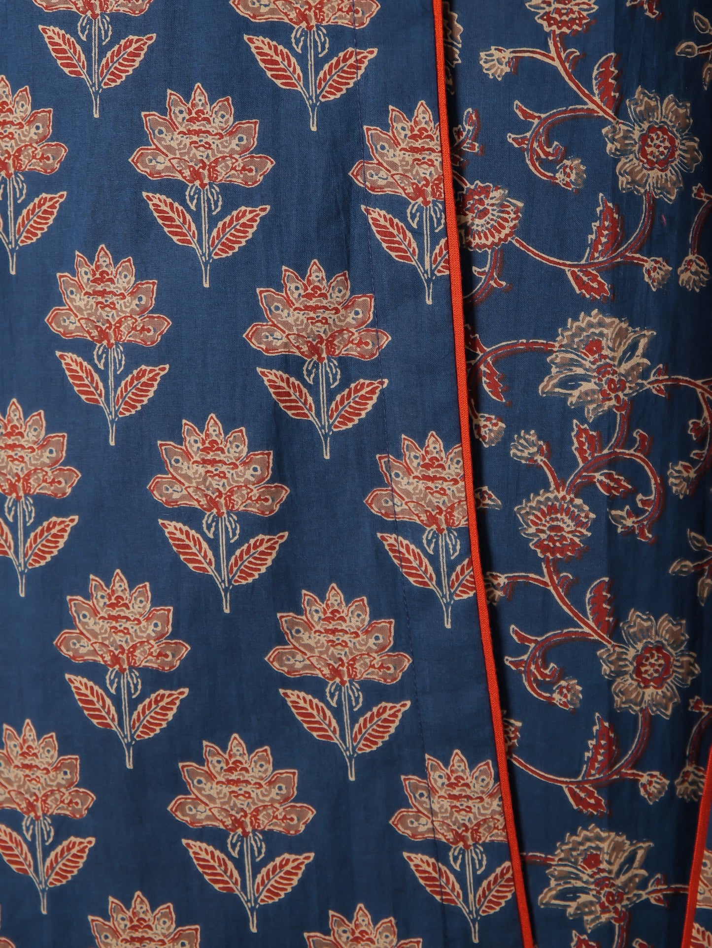 Soft Cotton Floral A-line Blue Kurta