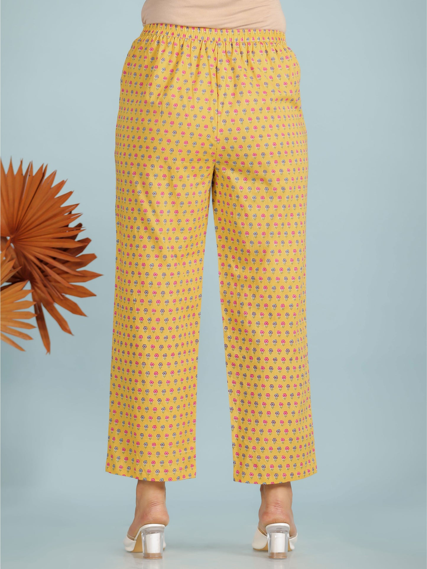Embroidered Soft Cotton Floral Anarkali Yellow Kurta