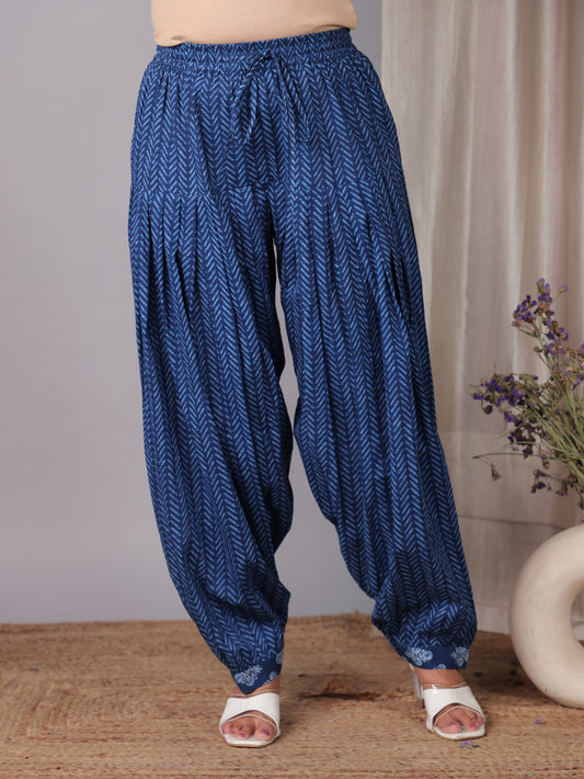 Soft Cotton Cheveron Blue Salwar
