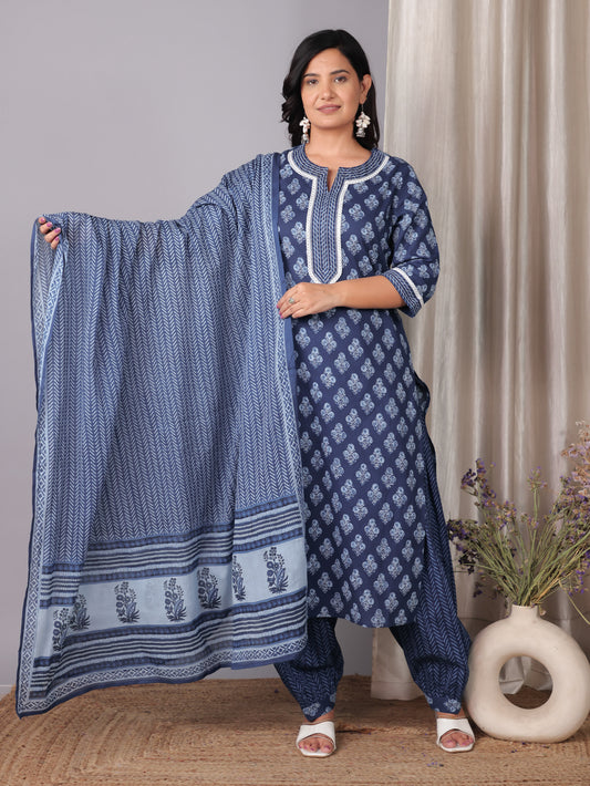 Cotton Voile Striped Blue Dupatta
