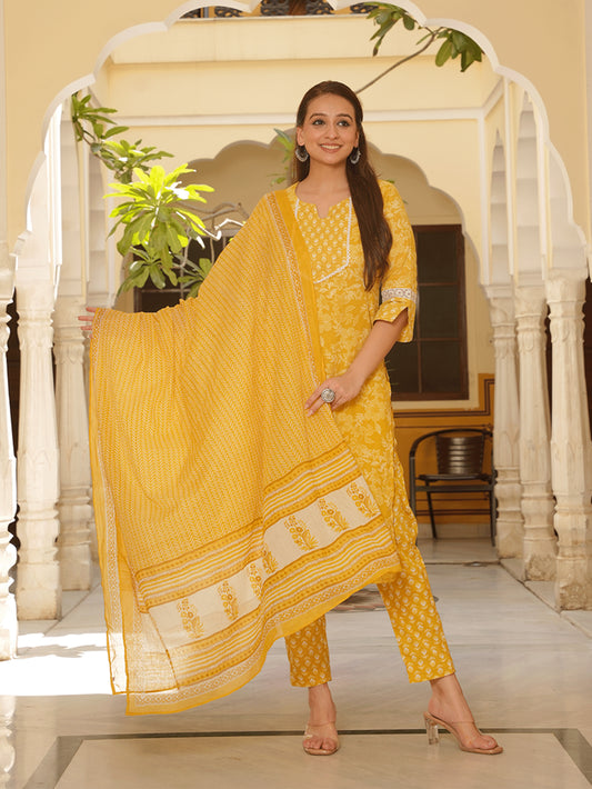 Cotton Voile Striped Yellow Dupatta
