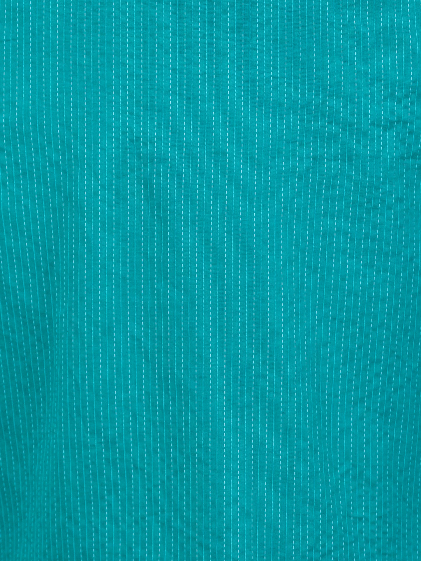Kantha Cotton Woven Design Straight Turquoise Kurta