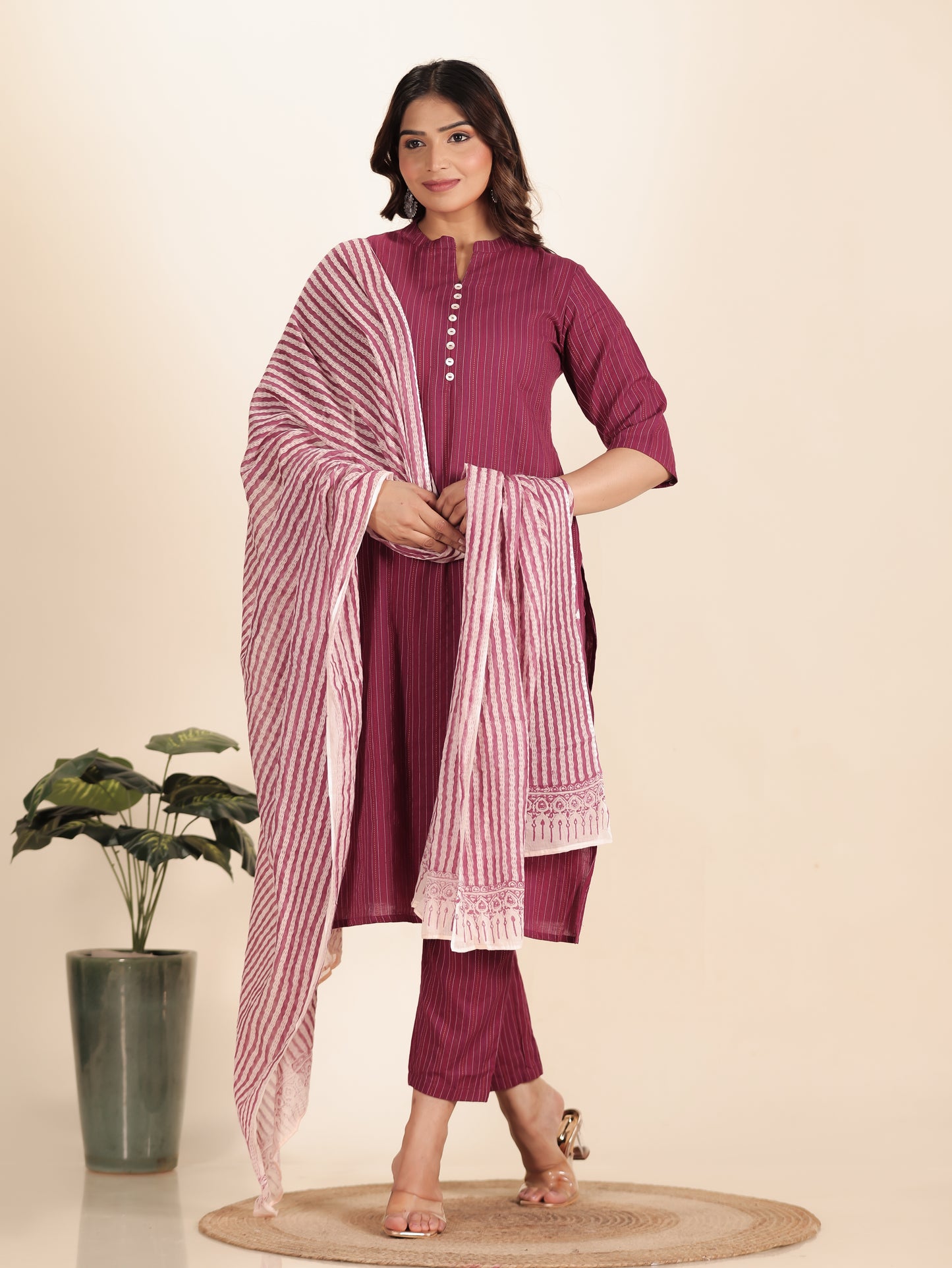 Kantha Cotton Woven Design Kurta