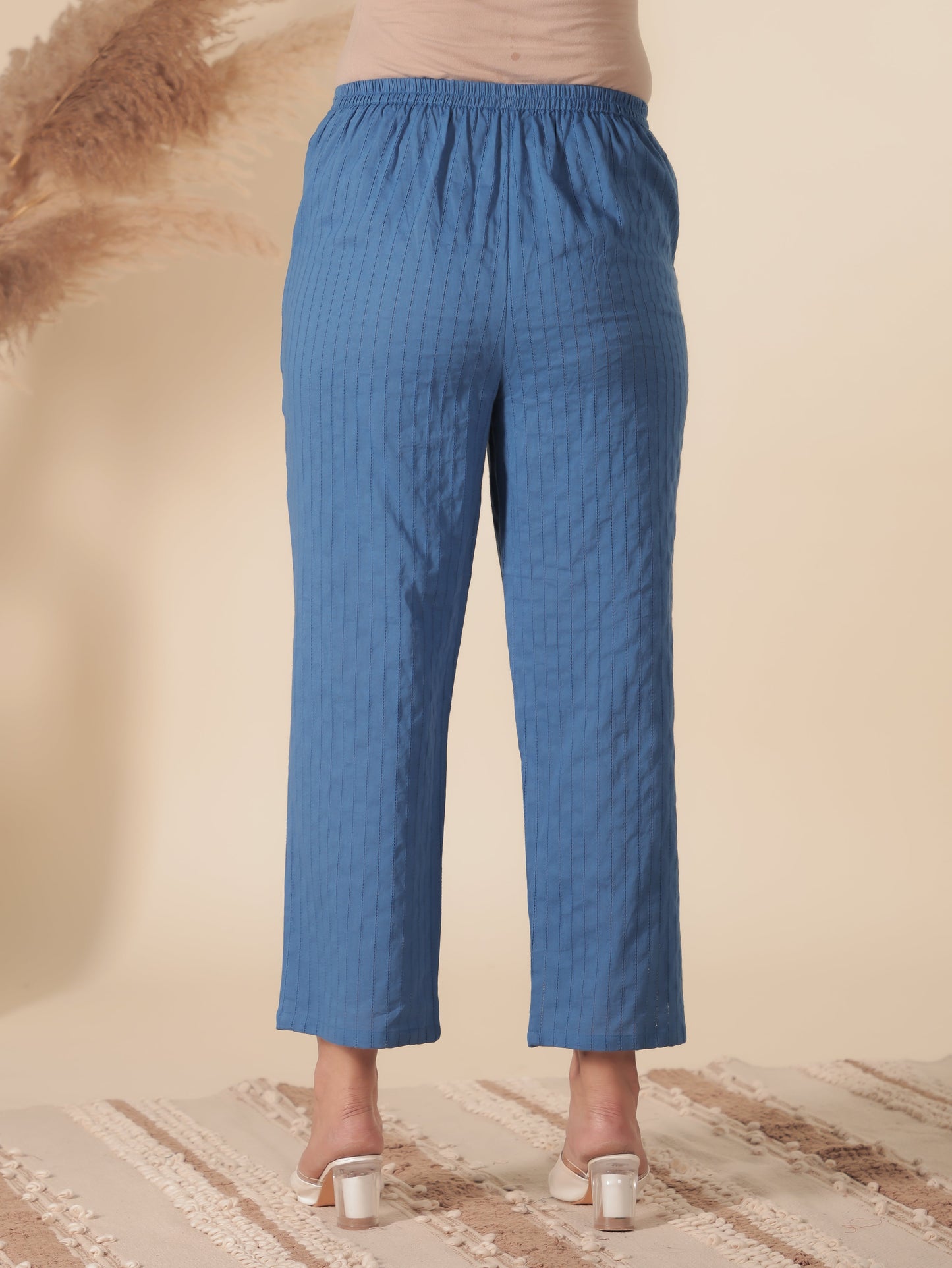 Soft Cotton Solid Straight Blue Kurta