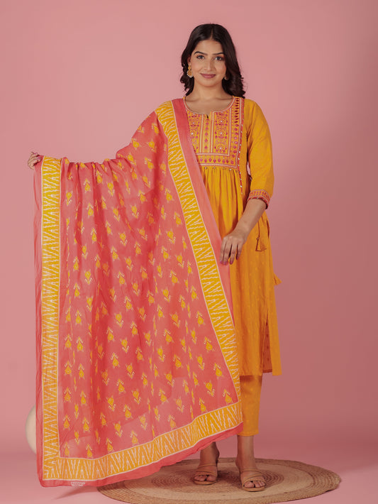 Voile Cotton Ikat Pink Dupatta