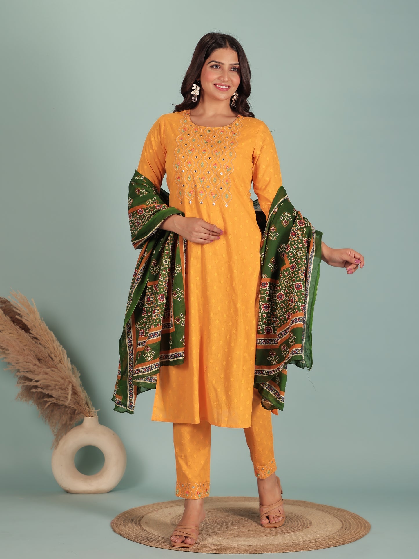 Soft Cotton Solid Straight Yellow Kurta