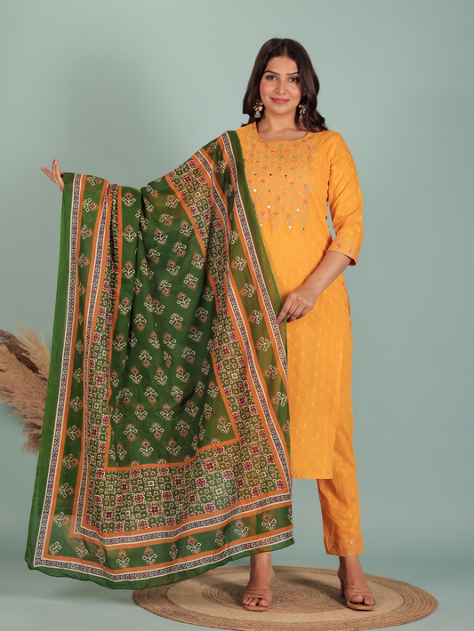 Soft Cotton Solid Straight Yellow Kurta