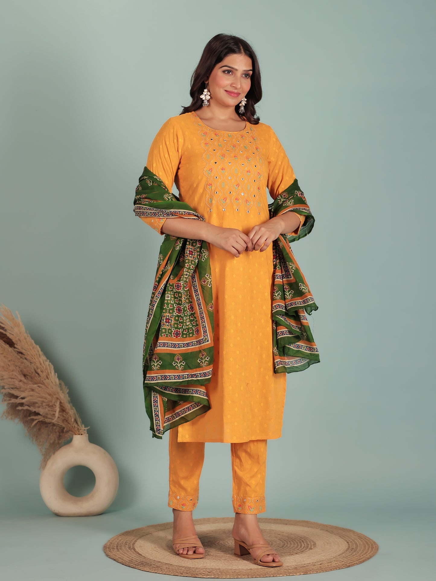 Soft Cotton Solid Straight Yellow Kurta