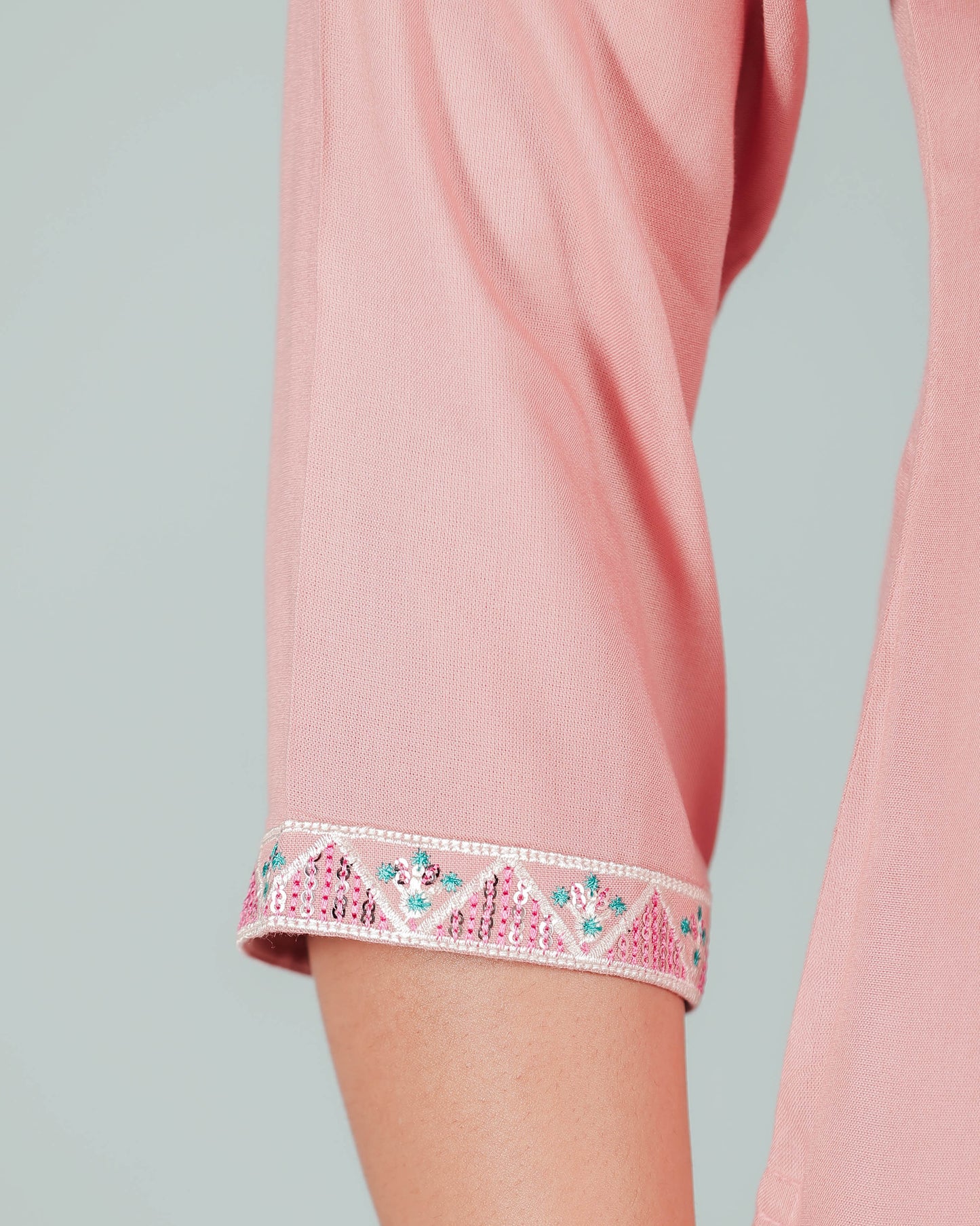 Embroidered Soft Cotton Solid Straight Pink Kurta