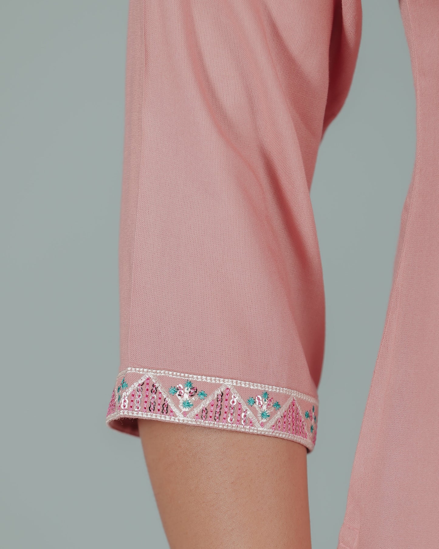 Embroidered Soft Cotton Solid Straight Pink Kurta