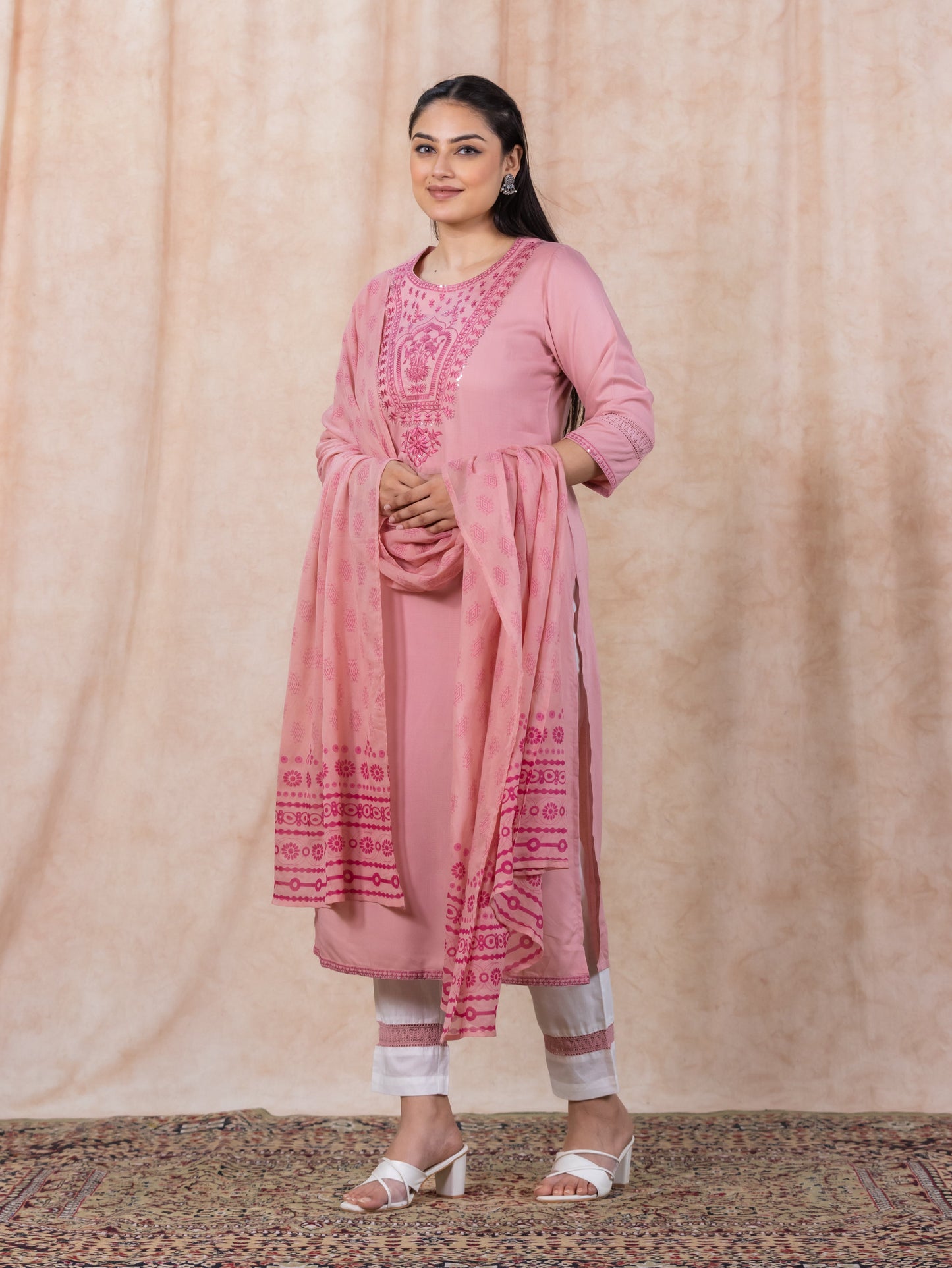 Voile Cotton Floral White Dupatta