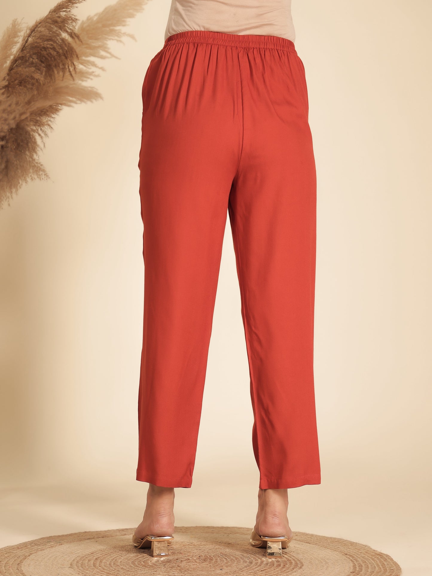 Viscose Solid Straight Orange Kurta