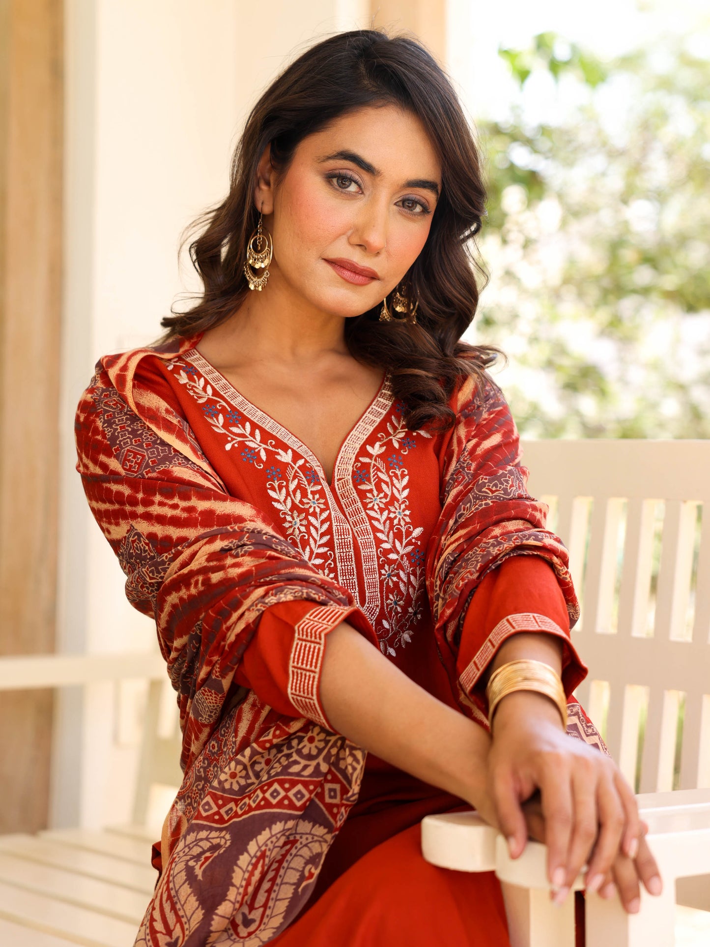 Viscose Solid Straight Orange Kurta