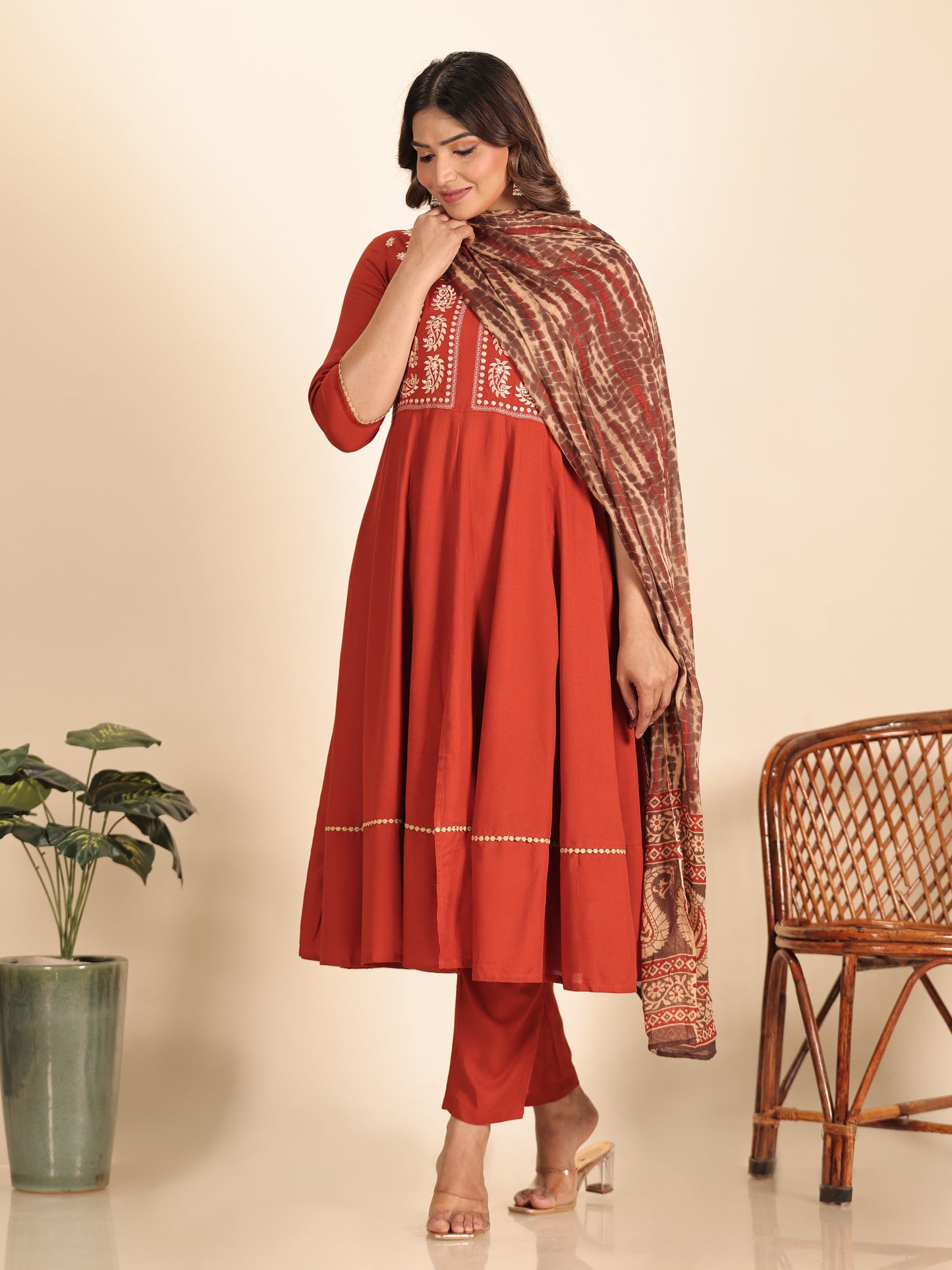 Voile Cotton Tie-Dye Brown Dupatta