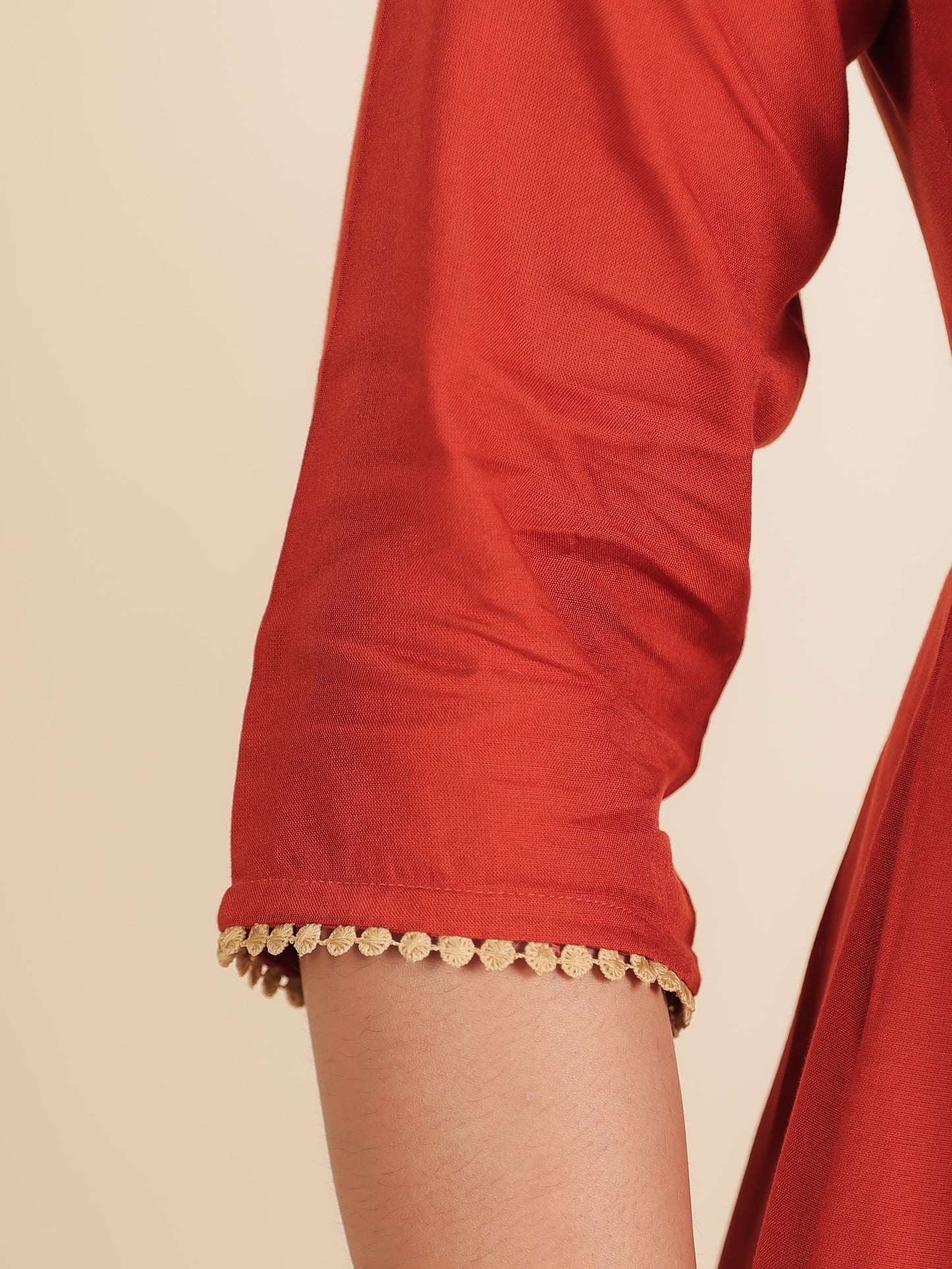 Viscose Solid Anarkali Orange Kurta