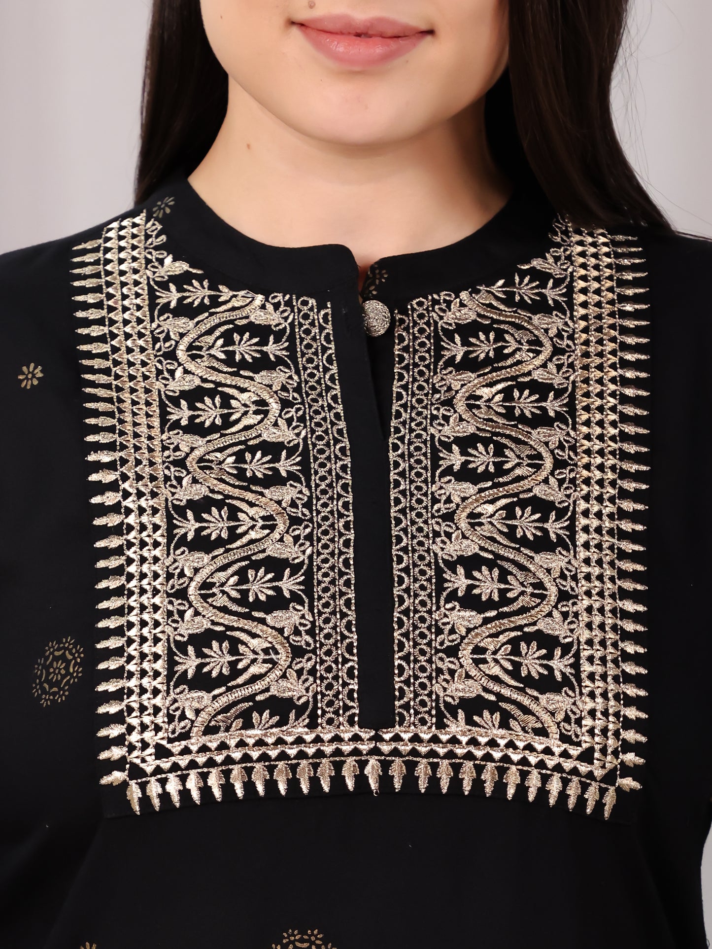 Viscose Rogan Straight Black Kurta