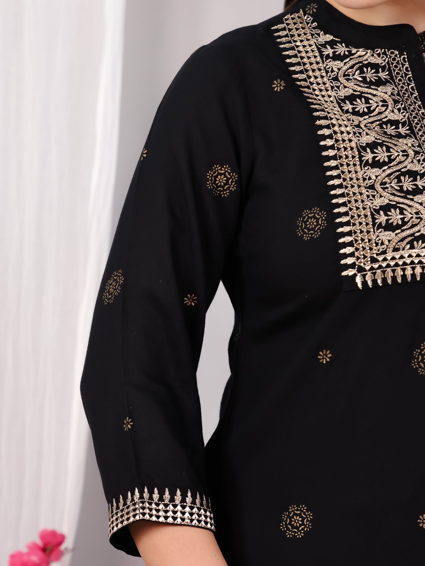 Viscose Rogan Straight Black Kurta
