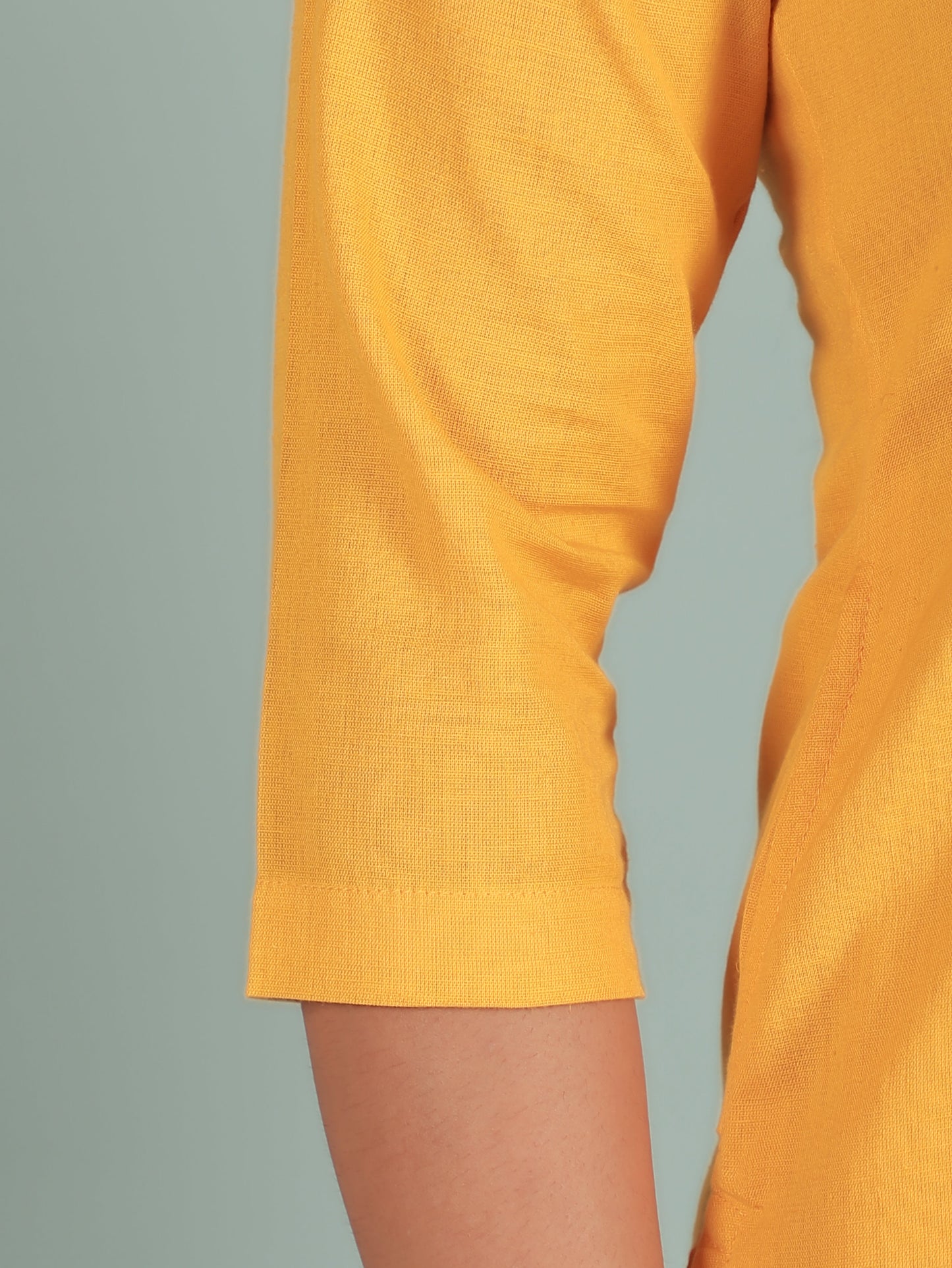 Natural Cotton Solid Straight Yellow Kurta